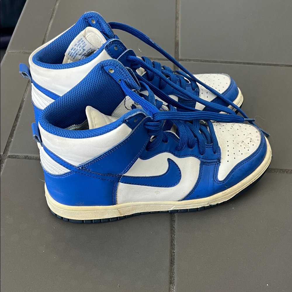Nike Dunks Blue and White High-Top Sneakers